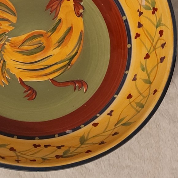 222 Fifth Rooster Serving Bowl approx 9" X 2'" - Picture 5 of 9